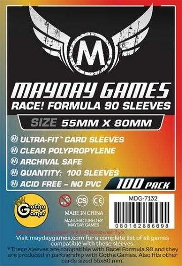 Mayday Games Sleeves: Standard - Race! Formula 90 Sleeves 55mm x 80mm (100ct) 