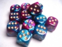 Chessex (26649): D6: 16mm: Gemini: Purple Teal/Gold 