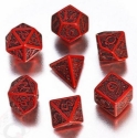 Q-Workshop: 7 Dice Set- Celtic 3D: Red & Black 