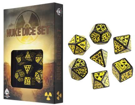 Q-workshop 7 Dice Set of Black & Yellow Runic Dice Srun07 for sale online 