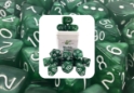 Role 4 Initiative: Polyhedral 15 Dice Set: Marble Green with White (Arch D4) 