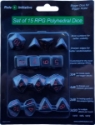 Role 4 Initiative: Polyhedral 15 Dice Set: Opaque Black with Red Numbers 
