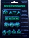 Role 4 Initiative: Polyhedral 15 Dice Set: Opaque Dark Green with White Numbers 