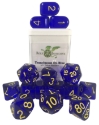 Role 4 Initiative: Polyhedral 15 Dice Set: Translucent Dark Blue with Yellow (Arch D4)  