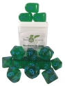 Role 4 Initiative: Polyhedral 15 Dice Set: Translucent Dark Green/Light Blue 