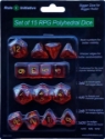 Role 4 Initiative: Polyhedral 15 Dice Set: Translucent Red with Gold Numbers 