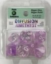 Role 4 Initiative: Polyhedral 7 Dice Set: Diffusion Amethyst with White Numbers 