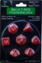 Role 4 Initiative Polyhedral 7 Dice Set: Marble Red with White Numbers 