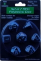 Role 4 Initiative Polyhedral 7 Dice Set: Opaque Black with Lt Blue Numbers 