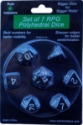 Role 4 Initiative Polyhedral 7 Dice Set: Opaque Black with White Numbers 