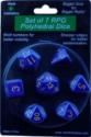 Role 4 Initiative Polyhedral 7 Dice Set: Opaque Dark Blue with Gold Numbers 