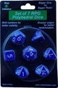 Role 4 Initiative Polyhedral 7 Dice Set: Opaque Dark Blue with White Numbers 