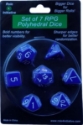 Role 4 Initiative Polyhedral 7 Dice Set: Opaque Dark Blue with White Numbers 