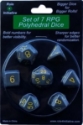 Role 4 Initiative Polyhedral 7 Dice Set: Opaque Dark Gray with Gold Numbers 