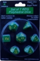 Role 4 Initiative Polyhedral 7 Dice Set: Opaque Dark Green with Gold Numbers 