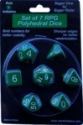 Role 4 Initiative Polyhedral 7 Dice Set: Opaque Dark Green with White Numbers 