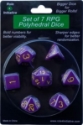 Role 4 Initiative Polyhedral 7 Dice Set: Opaque Dark Purple with Gold Numbers 