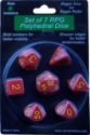 Role 4 Initiative Polyhedral 7 Dice Set: Red with Gold Numbers 