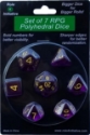 Role 4 Initiative Polyhedral 7 Dice Set: Translucent Dark Purple with Gold Numbers 