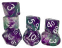 Role 4 Initiative: SET OF 7 DICE: GOBLIN GREEN W/ SYMBOL ARCHD4  