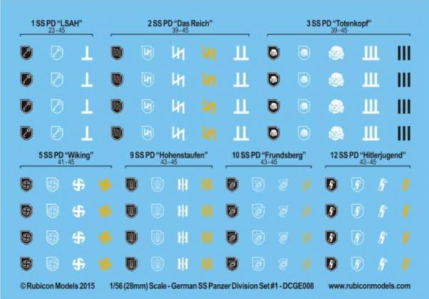 Rubicon Models Decals: SS Panzer Division Set 1 