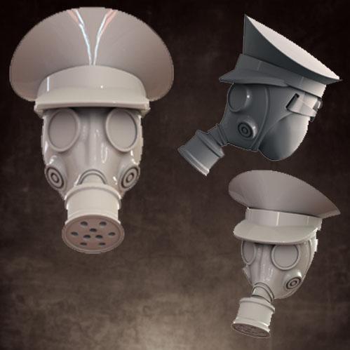 Secret Weapon Miniatures: Conversion Bits: Head Swaps- Gas Mask - Officer Caps 