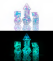 Sirius Dice 7 Die Set: GLOW-IN-THE-DARK: COTTON CANDY GLOWWORM 