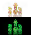 Sirius Dice 7 Die Set: GLOW-IN-THE-DARK: MELON BALL GLOWWORM 