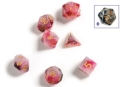 Sirius Dice 7 Die Set: Marble Pink, Black and Red 