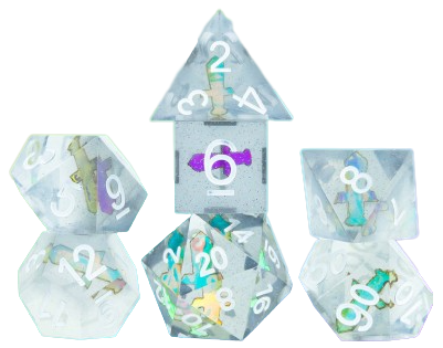 Juego De Dados De Resina Patrick Star, 7 Piezas Con Bolsa De Terciopelo - Para Calabozos Y Dragones, Juegos De Rol Y Mesa