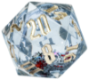 Sirius Dice D20: Snow Globe Gold Ink and Silver Glitter 54mm - SDZ0012-01 [850001609753]