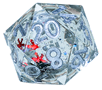 Sirius Dice D20: Snow Globe Silver Ink and Silver Glitter 22mm - SDZ0012-03 [850001609777]