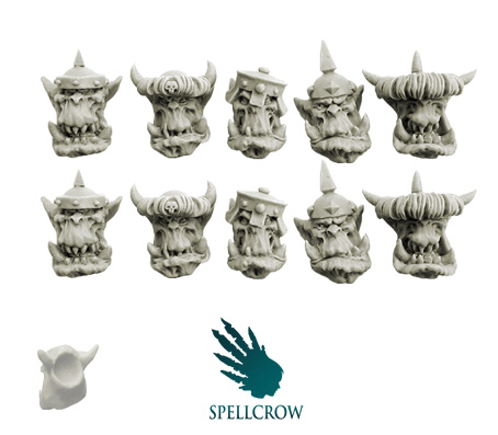 Spellcrow Conversion Bits: Armored Orcs Heads 