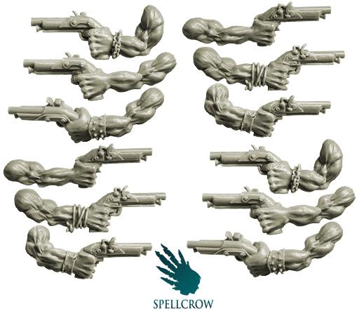 Spellcrow Conversion Bits: Orcs Freebooters Hands with Hand Guns 