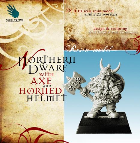Spellcrow Miniatures: Northern Dwarf with Axe & Horned Helmet 