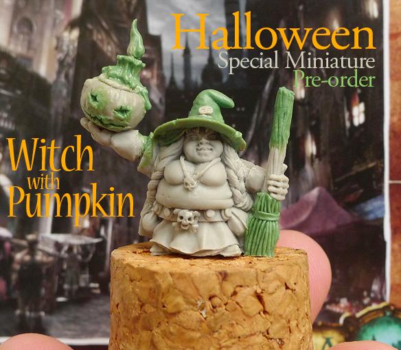 Spellcrow Miniatures: Witch with Pumpkin 