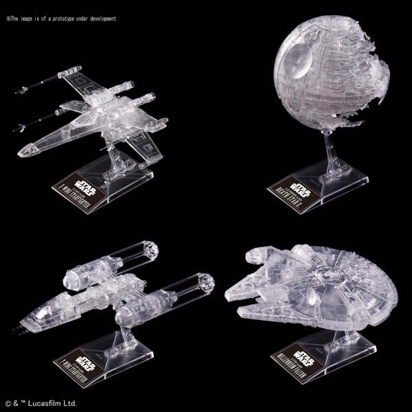 Star Wars Bandai Model Kit: 1/144 & 1/350 & 1/2700000 Return of the Jedi (Clear Vehicle Set) 