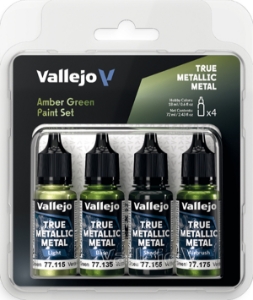 Vallejo True Metallic Metal: AMBER GREEN PAINT SET