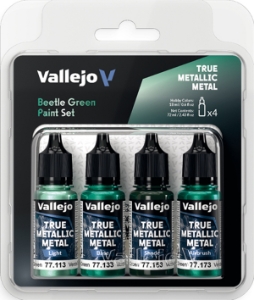 Vallejo True Metallic Metal: BEETLE GREEN PAINT SET