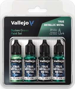 Vallejo True Metallic Metal: DUSKEN GREEN PAINT SET