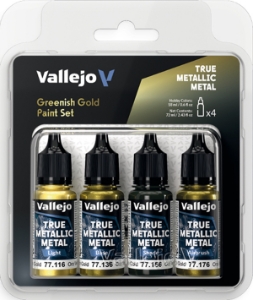Vallejo True Metallic Metal: GREENISH GOLD PAINT SET