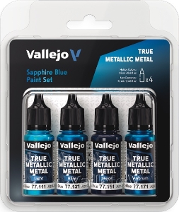 Vallejo True Metallic Metal: SAPPHIRE BLUE PAINT SET