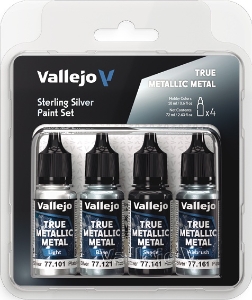 Vallejo True Metallic Metal: STERLING SILVER PAINT SET