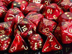 Chessex (27434): Polyhedral 7-Die Set: Vortex: Burgundy/Gold 