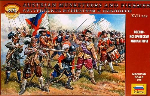 Zvezda Historical 1/72 Scale: Austrian Musketeers And Pikemen 