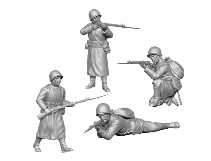 Zvezda Military 1/72 Scale: Snap Kit: Soviet Infantry (Winter Uniform) 