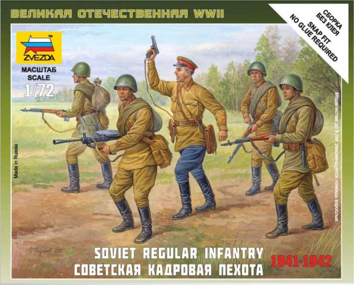 Zvezda Military 1/72 Scale: Snap Kit: Soviet Regular Infantry 1941-42 