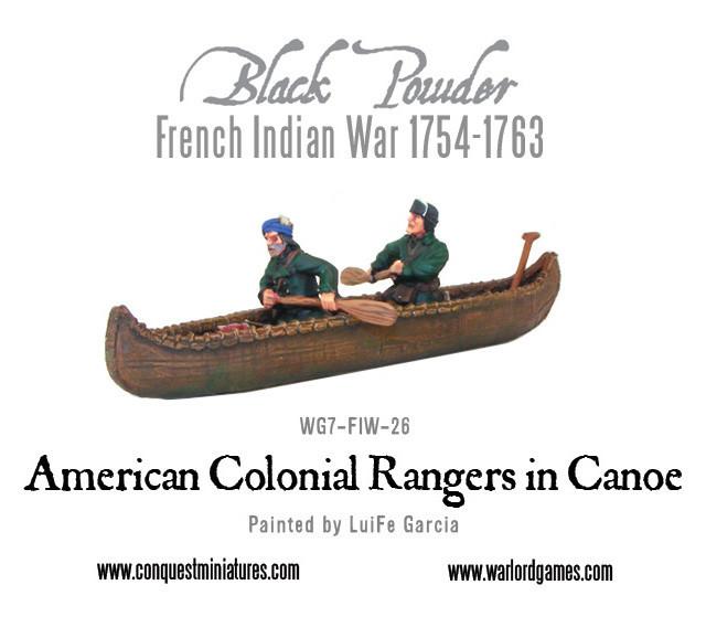 Black Powder: French Indian War 1754-1763: American Colonial Rangers in Canoe 
