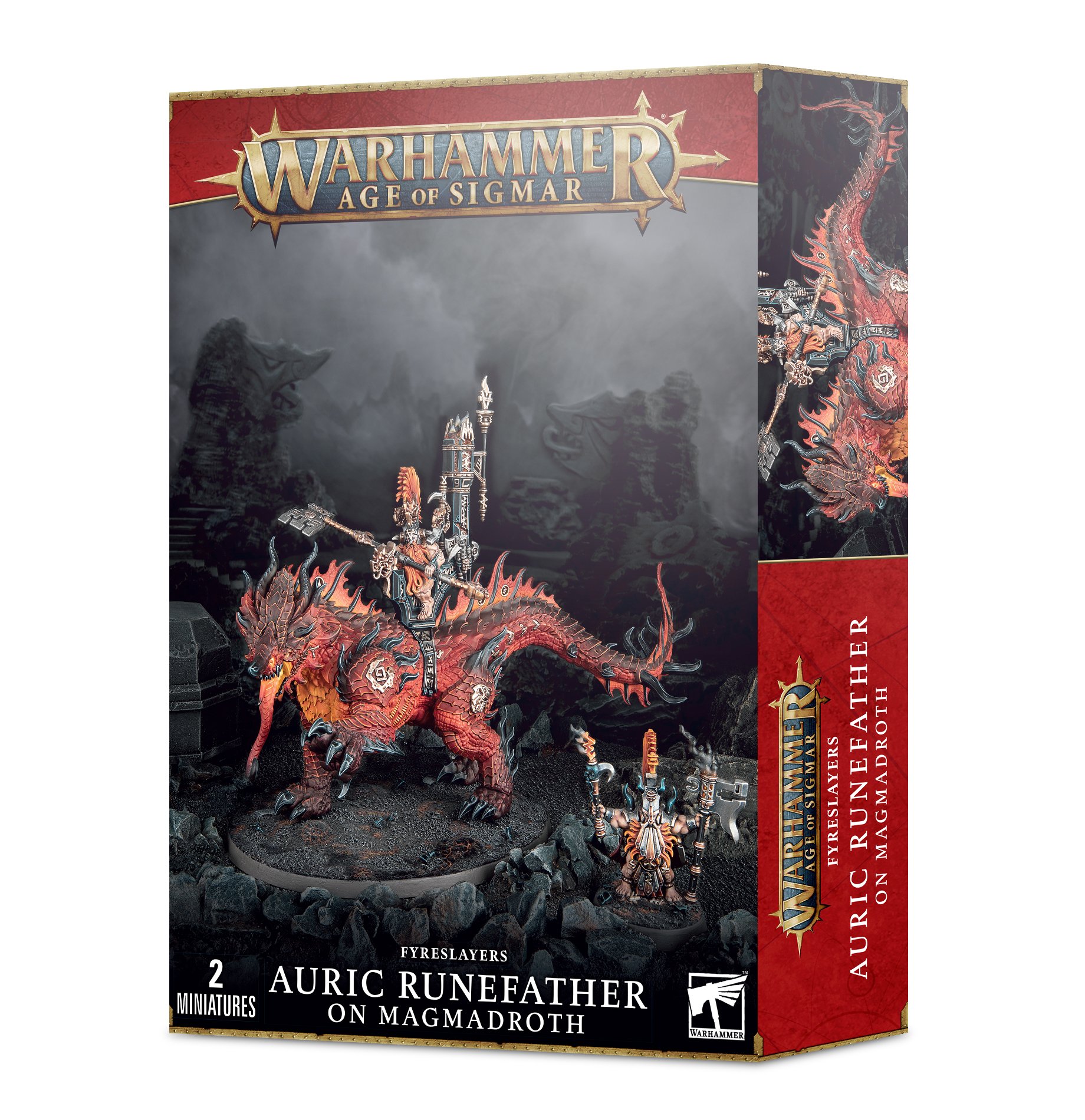 Warhammer: Age of Sigmar: Fyreslayers: Auric Runefather On Magmadroth 